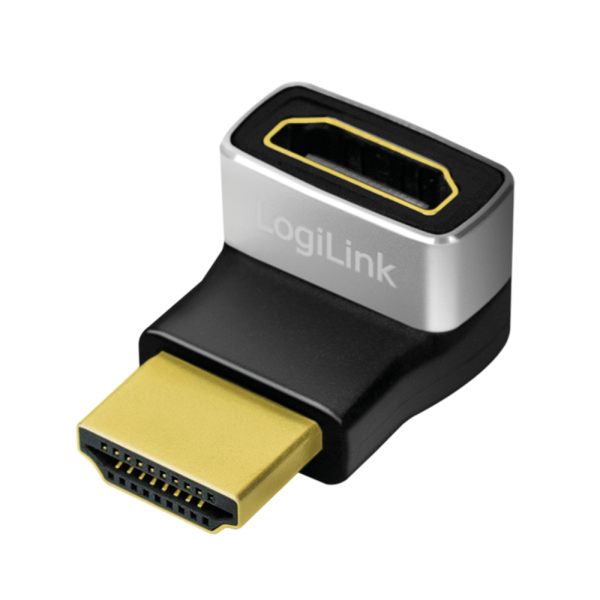 ADAPTOR video LOGILINK, HDMI (T) la HDMI (M), conectori auriti, rezolutie maxima 8K (7680 x 4320) la 60 Hz, 270 grade, negru-gri, "AH0007A" (timbru verde 0.03 lei) - imagine 5