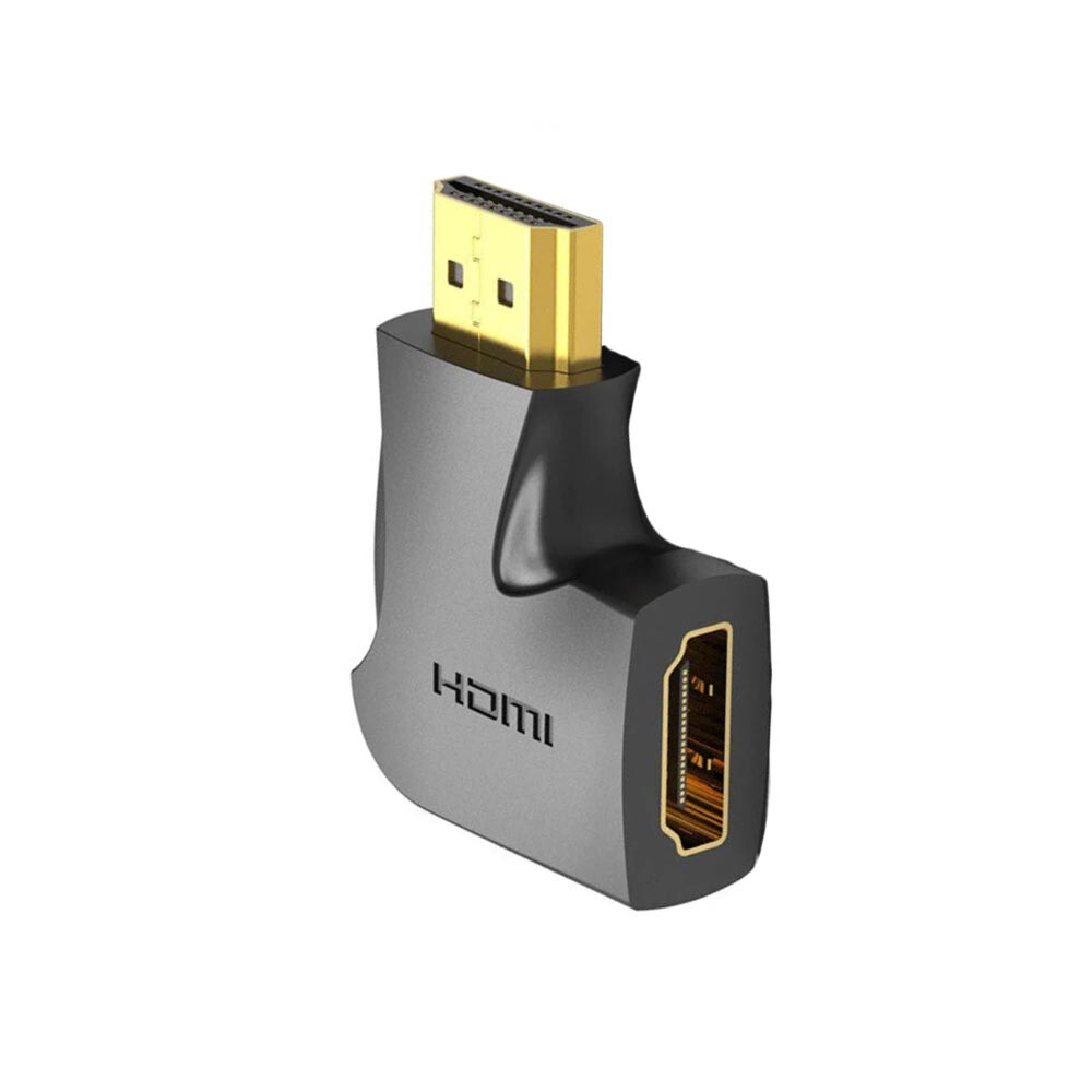 Adaptor video Vention, HDMI(T) la HDMI(M), rezolutie maxima 4K la 60Hz, conectori auriti, unghi 90 grade, invelis PVC, adaptor vertical, negru, "AIPB0" (timbru verde 0.03lei) - 6922794747913 - imagine 2