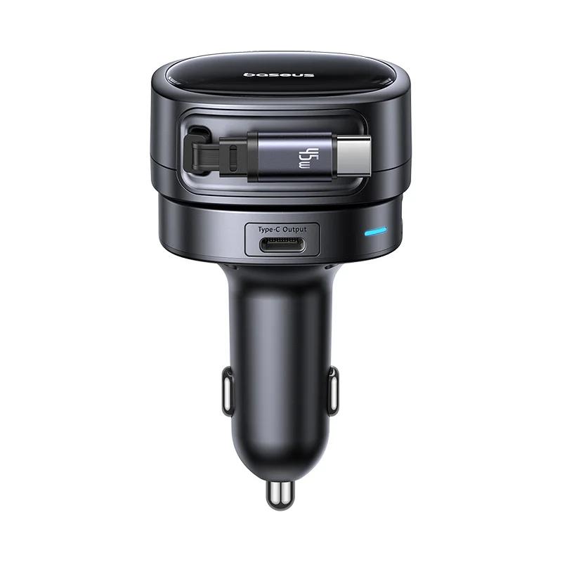INCARCATOR auto Baseus PrimeTrip VR1, Quick Charge 60W, 1 x USB, 2 x USB Type-C, pt. bricheta auto, cablu retractabil, negru „C00069001121-00” (timbru verde 0.18 lei) – 6932172690274