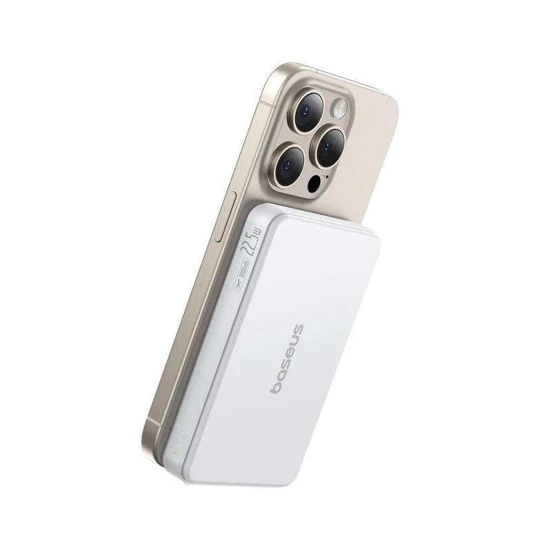 POWER BANK Baseus Airpow 2 Qi2 Magnetic, 1 x USB Type-C, 1 x USB, include cablu USB Type-C la USB Type-C 20V/3A 30cm, capacitate 10000mAh 22.5W, alb "P10080000213-00" (timbru verde 0.98 lei) - 6932172676995 - imagine 2