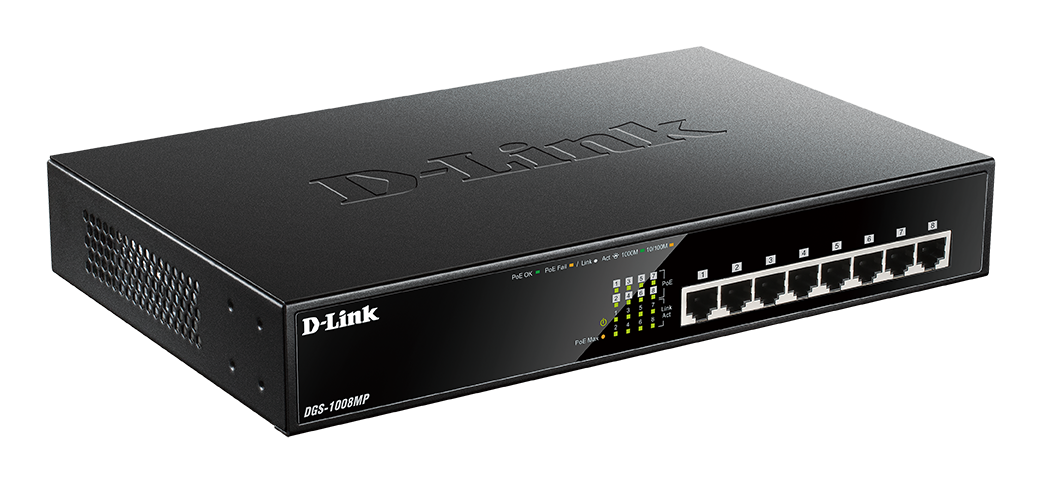 SWITCH PoE D-LINK 8 porturi Gigabit (8 PoE+), IEEE 802.3af/at, carcasa metalica, rackabil, "DGS-1008MP"(timbru verde 2 lei) - imagine 2