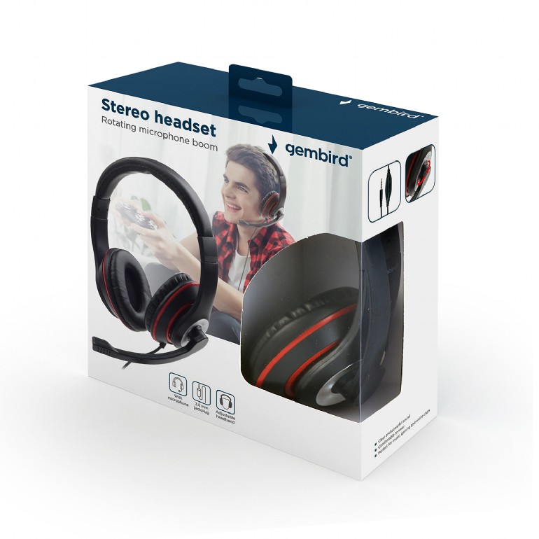 GEMBIRD MHS-03-BKRD Stereo headset black - imagine 5