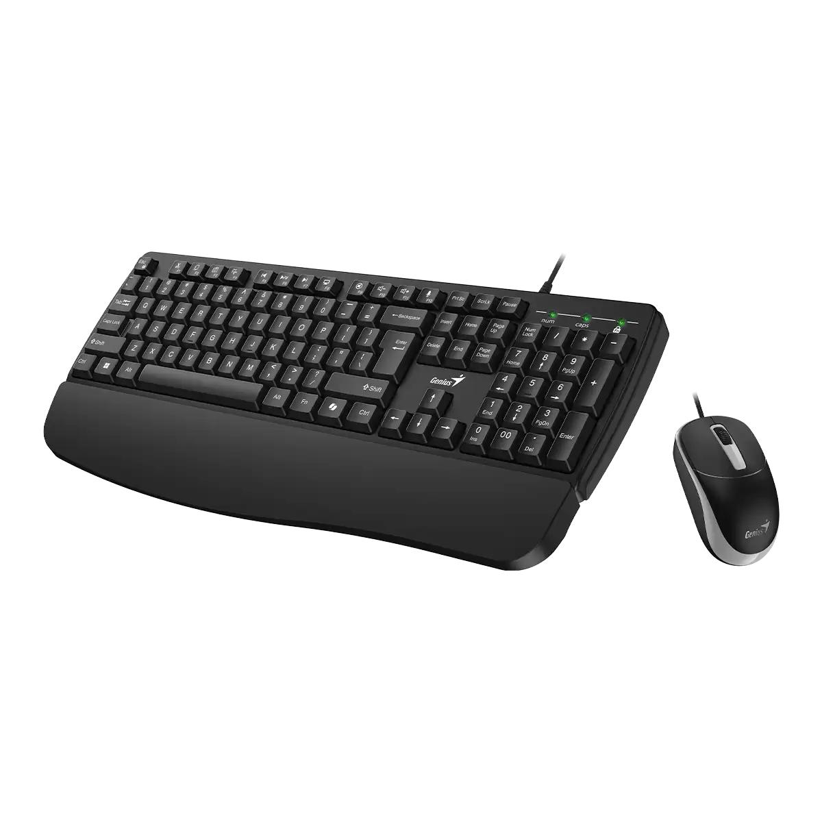KIT wired GENIUS USB, tastatura 104 taste (concave) + mouse optic 1200dpi, 3 butoane, palm rest, cablu 1.5m, black, "KM-123" "31330013400" (timbru verde 0.8 lei) - imagine 2