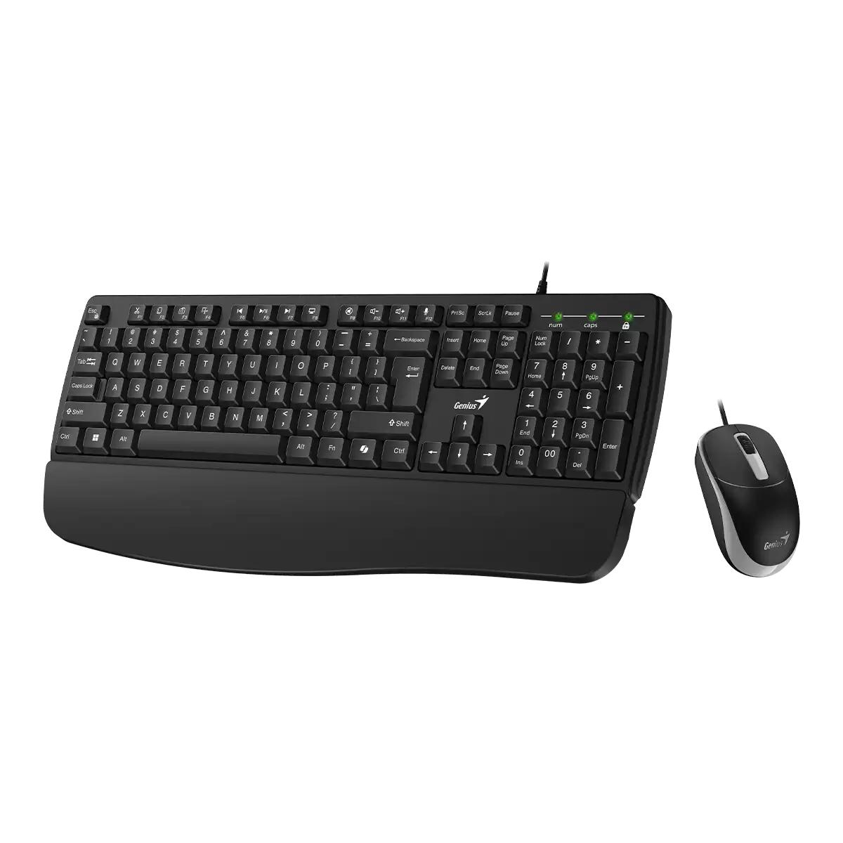 KIT wired GENIUS USB, tastatura 104 taste (concave) + mouse optic 1200dpi, 3 butoane, palm rest, cablu 1.5m, black, "KM-123" "31330013400" (timbru verde 0.8 lei) - imagine 3