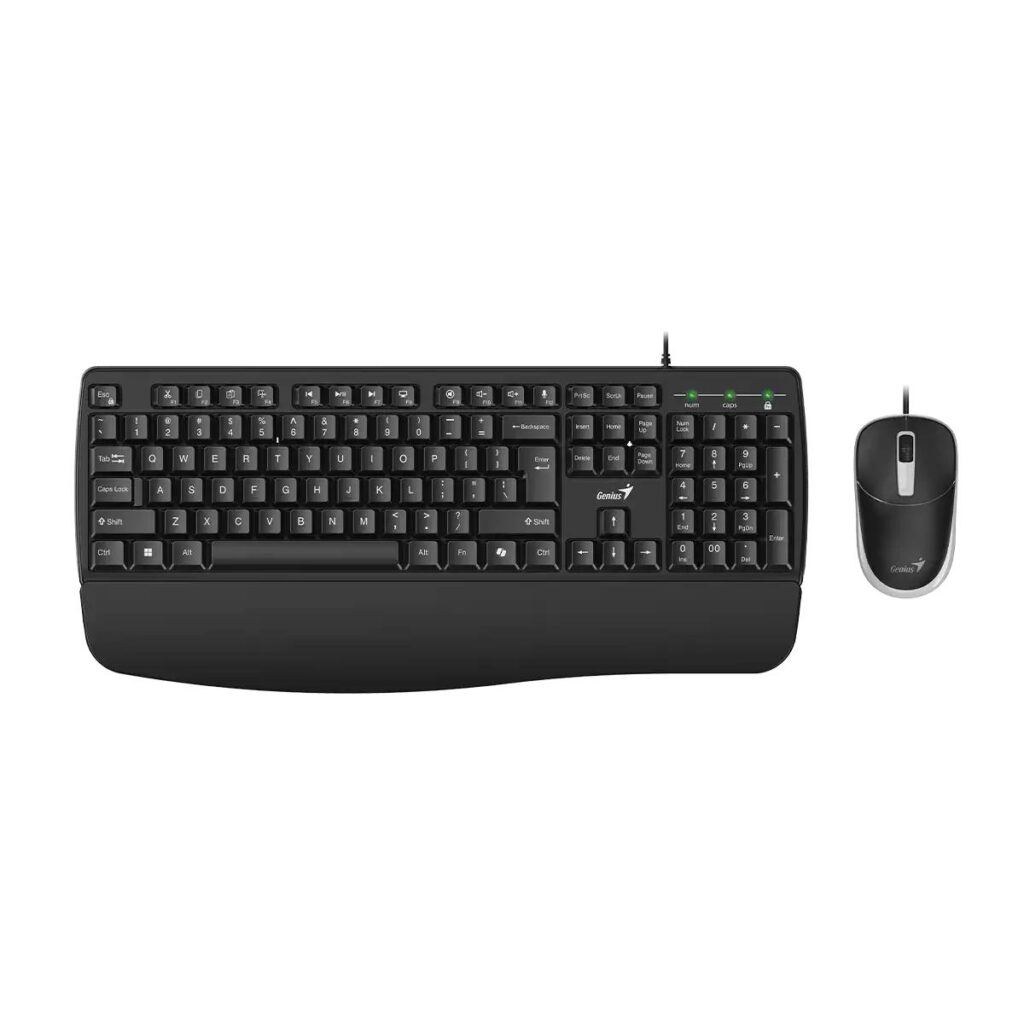 KIT wired GENIUS USB, tastatura 104 taste (concave) + mouse optic 1200dpi, 3 butoane, palm rest, cablu 1.5m, black, „KM-123” „31330013400”  (timbru verde 0.8 lei)