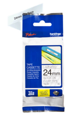 Banda laminata Original Brother Black on Clear, TZE151, pentru D600|E500|E550|H500|P700|P710|P750|330|350|520|540|580|1400|1500|1600|1650|2200|2210|2300|2310|2400|2410|2430|2500|2600|2610|2700|2710|2730|2730|7500|7600, 24mm, incl.TV 0 RON, "TZE151" - imagine 2