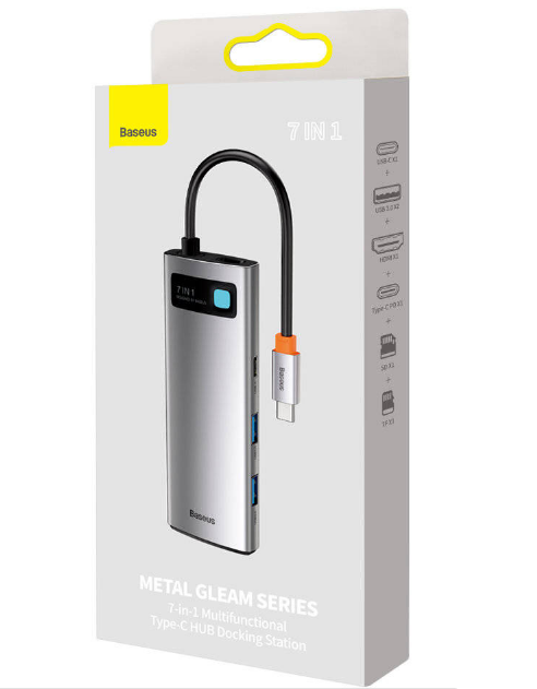DOCKING Station Baseus Metal Gleam,conectare PC USB-C,USB 3.0x2,USB-Cx1,SDx1, MicroSDx1, USB-Cx1 PD 100W 5V/9V/14.5V/20V 5A(Max.),HDMIx1/4K/30Hz,gri "WKWG020113" (timbru verde 0.18 lei)-6932172602635 - imagine 4