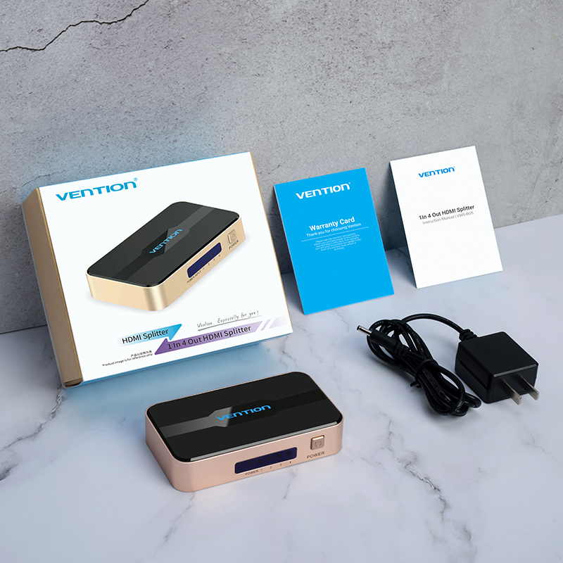 Splitter video Vention, HDMI (M) la 4 x HDMI (M), rezolutie 4K la 30Hz, alimentare retea, negru "ACCG0-EU" (timbru verde 0.08 lei) - 6922794759213 - imagine 2