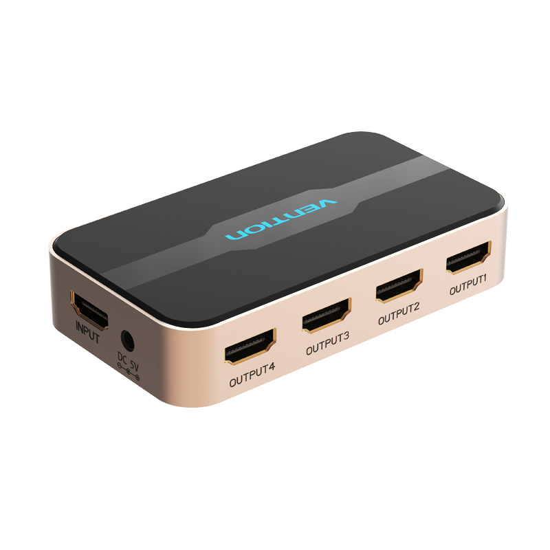 Splitter video Vention, HDMI (M) la 4 x HDMI (M), rezolutie 4K la 30Hz, alimentare retea, negru „ACCG0-EU” (timbru verde 0.08 lei) – 6922794759213