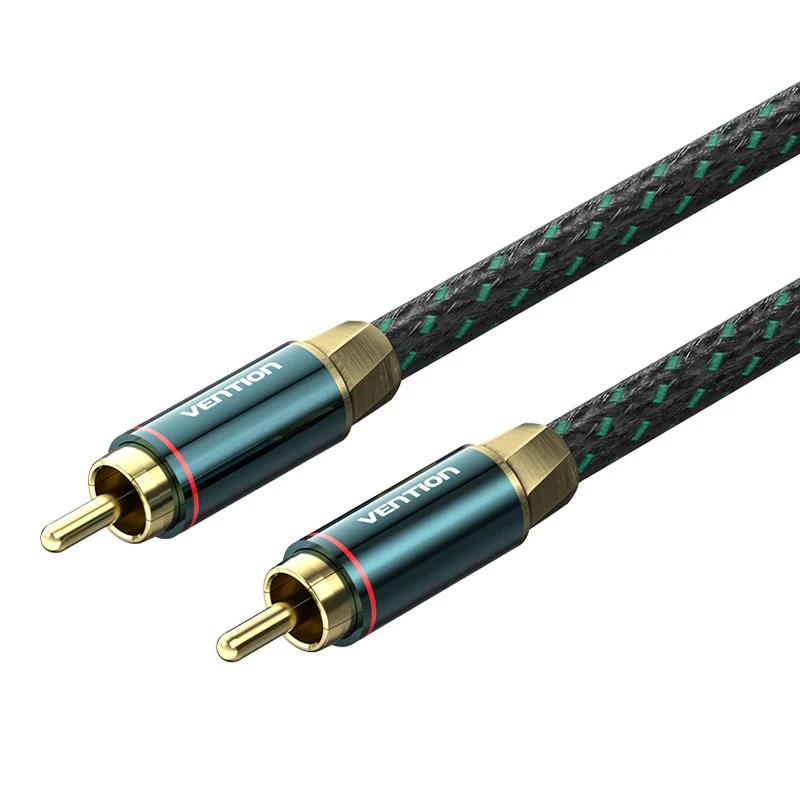 Cablu audio Vention, RCA (T) la RCA (T), 2m, conectori auriti, verde, „BCTGH” (timbru verde 0.08 lei) –