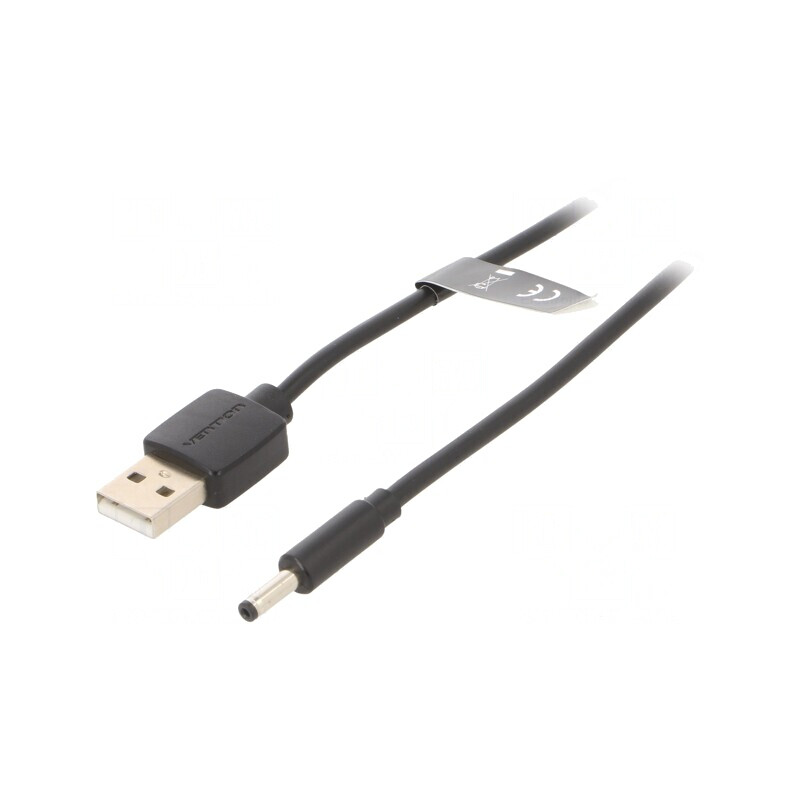 Cablu alimentare Vention, USB 2.0 (T) la DC 3.5mm x 1.5mm (T), 1.5m, 5V, 2A, PVC, negru, „CEXBG” (timbru verde 0.08 lei) -6922794746725