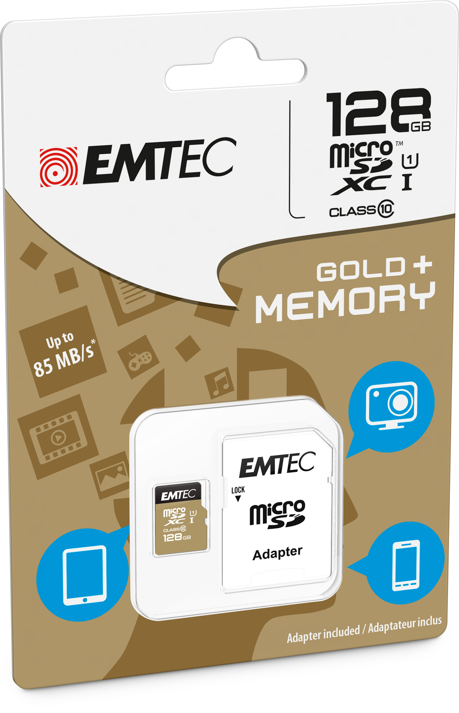 Card memorie Gold Elite 128 GB microSDHC, Memory Card (Class 10 UHS-I (D1)) "ECMSDM128GXC10GP" (timbru verde 0.03 lei) - imagine 2