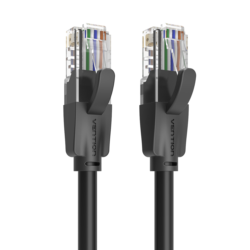 Patch cord UTP Vention, Cat. 6, RJ-45 (T) la RJ-45 (T), 1m, AWG 26, 1000Mbps, negru, "IBEBF" (timbru verde 0.08 lei) - 6922794741041 - imagine 2