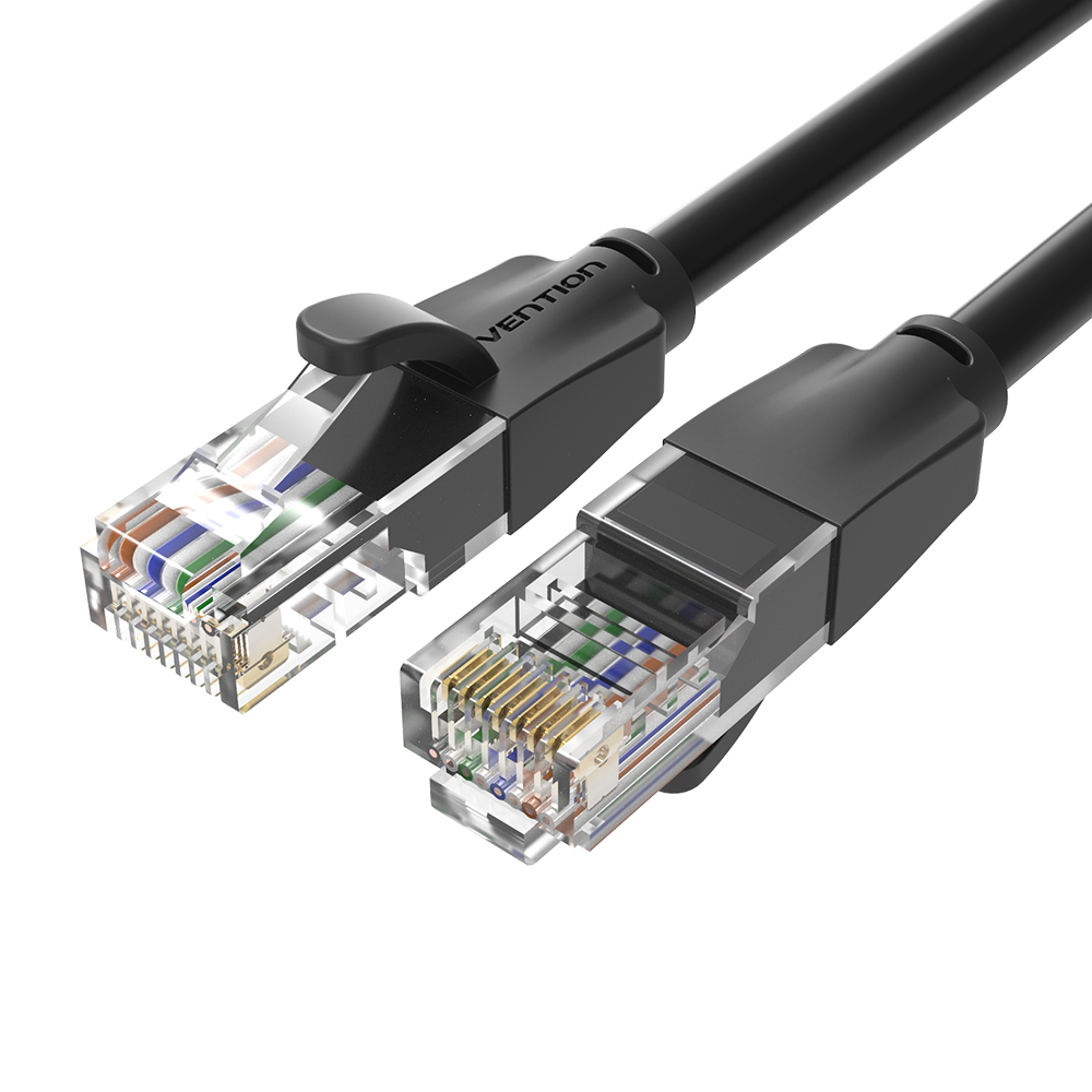 Patch cord UTP Vention, Cat. 6, RJ-45 (T) la RJ-45 (T), 1m, AWG 26, 1000Mbps, negru, „IBEBF” (timbru verde 0.08 lei) – 6922794741041