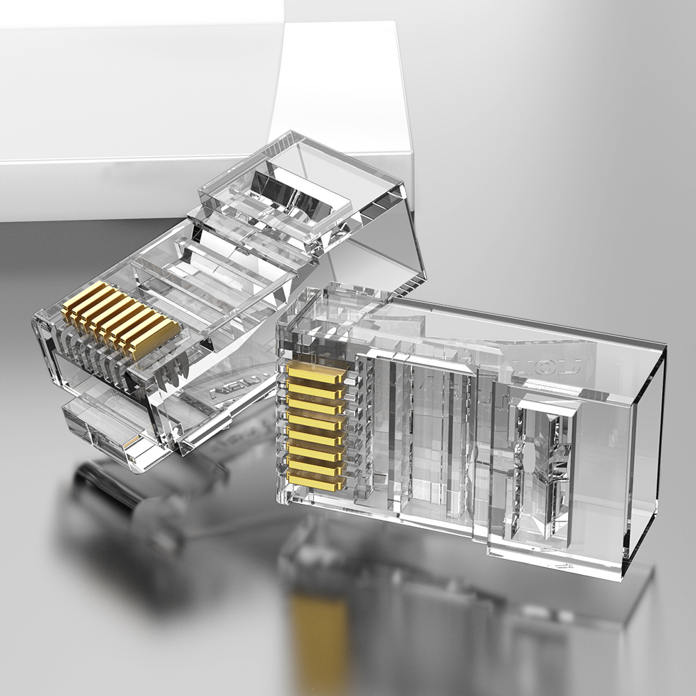 Mufe RJ45 UTP Vention, Cat. 5e, 100 buc per punga, AWG 23-26, conectori auriti, transparent, "IDBR0-50" (timbru verde 0.08 lei) - 6922794744158 - imagine 2