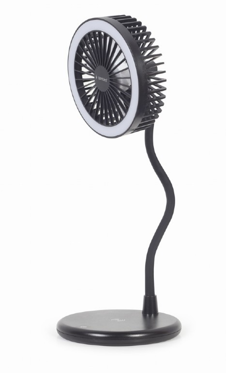 LAMPA BIROU LED Gembird, 3-in-1, incarcare wireless,  putere 10W, ventilator 3 viteze, alimentator USB neinclus, negru „TA-WPC10-LEDFAN-01” (timbru verde 0.18 lei)