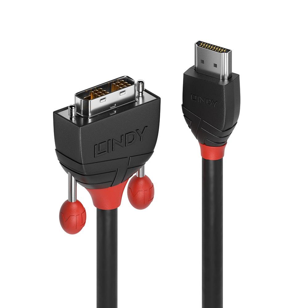Lindy 1m HDMI to DVI-D Cable, Black Line - imagine 4