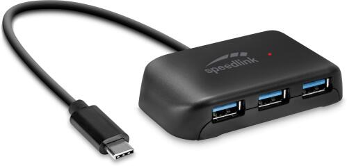 HUB SPEEDLINK SNAPPY EVO 4 PORTS TYPE-C TO USB BK „SL-140203-BK” (timbru verde 0.18 lei)