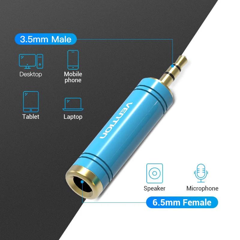 Adaptor audio Vention, Jack 6.35mm (M) la Jack 3.5mm (T), conectori auriti, albastru, "VAB-S04-L" (timbru verde 0.08 lei) - imagine 3