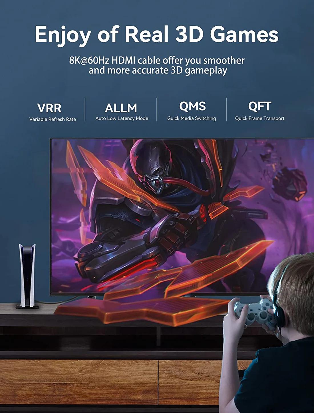 Cablu video Vention, HDMI (T) la HDMI (T), 3m, rezolutie 8K la 60Hz, conectori auriti, negru, "AANBI" (timbru verde 0.08 lei) - 6922794743519 - imagine 2