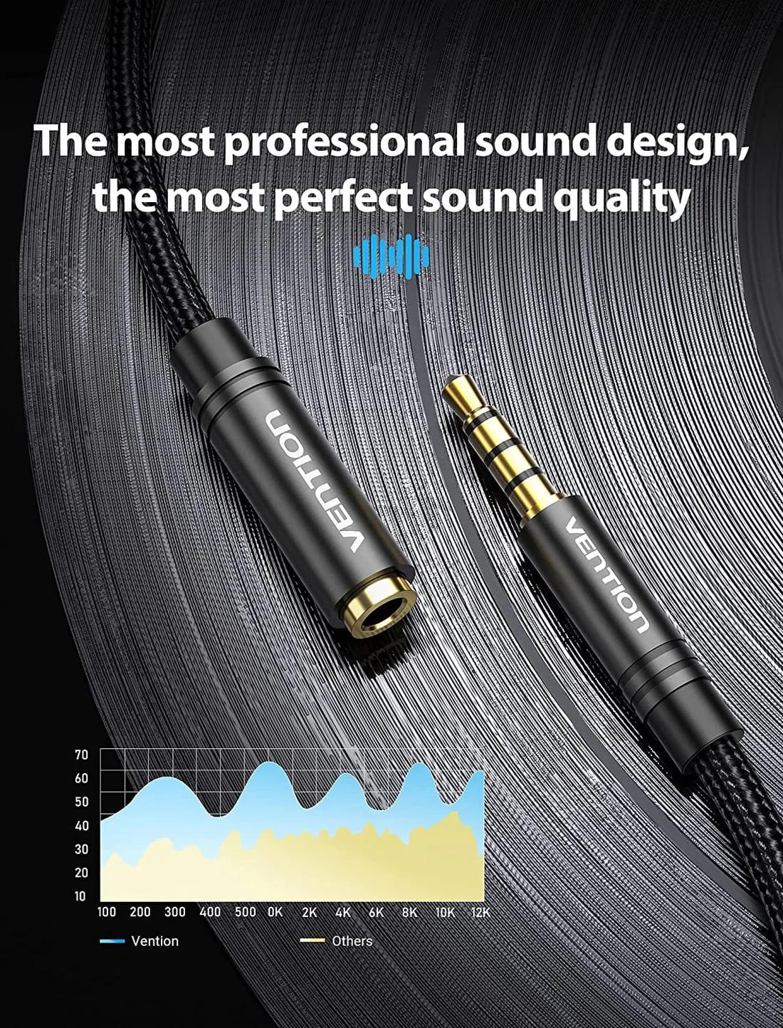 Cablu audio prelungitor Vention, Jack 3.5mm (T) la Jack 3.5mm (M), 5m, negru "BHBBJ" (timbru verde 0.08 lei) - imagine 5