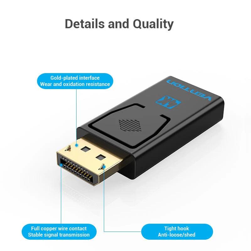 Adaptor video Vention, DisplayPort (T) la HDMI (M), rezolutie 4K la 30Hz, negru, "HBMB0" (timbru verde 0.08 lei) - 6922794746510 - imagine 3