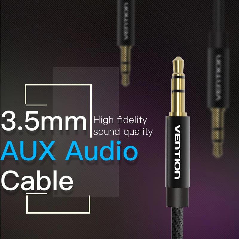 Cablu audio Vention, Jack 3.5mm (T) la Jack 3.5mm (T), 0.5m, conectori auriti, negru, "BAGBD" (timbru verde 0.08 lei) - imagine 3
