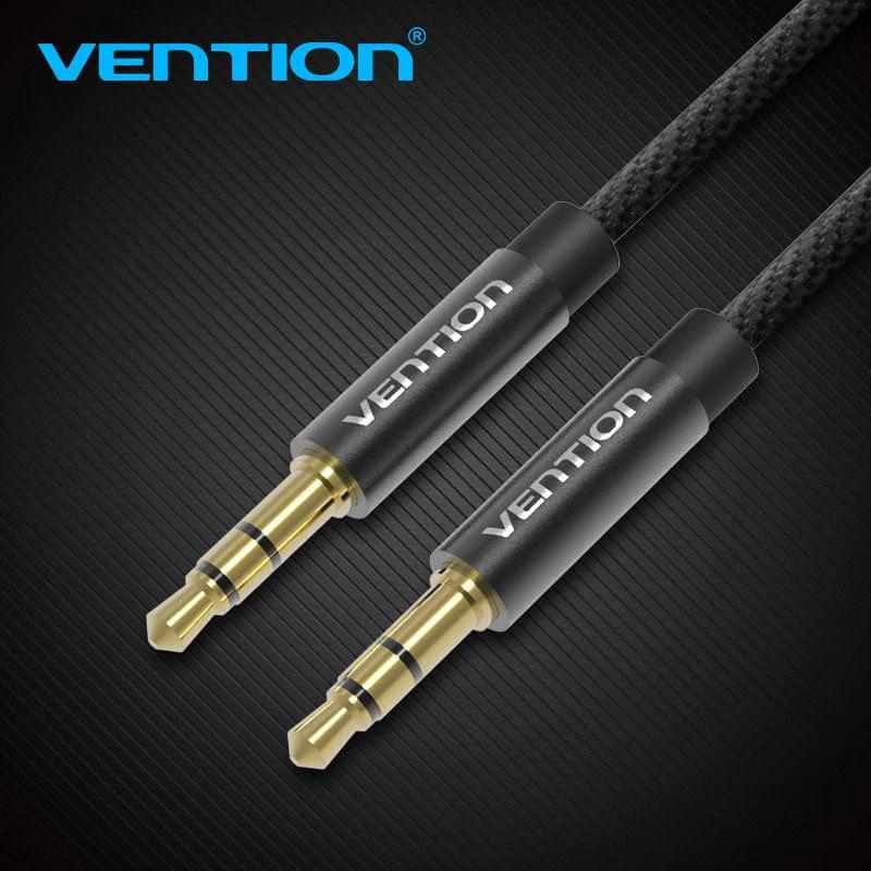 Cablu audio Vention, Jack 3.5mm (T) la Jack 3.5mm (T), 0.5m, conectori auriti, negru, "BAGBD" (timbru verde 0.08 lei) - imagine 2