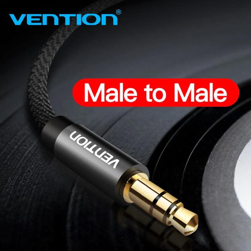 Cablu audio Vention, Jack 3.5mm (T) la Jack 3.5mm (T), 0.5m, conectori auriti, negru, "BAGBD" (timbru verde 0.08 lei) - imagine 5