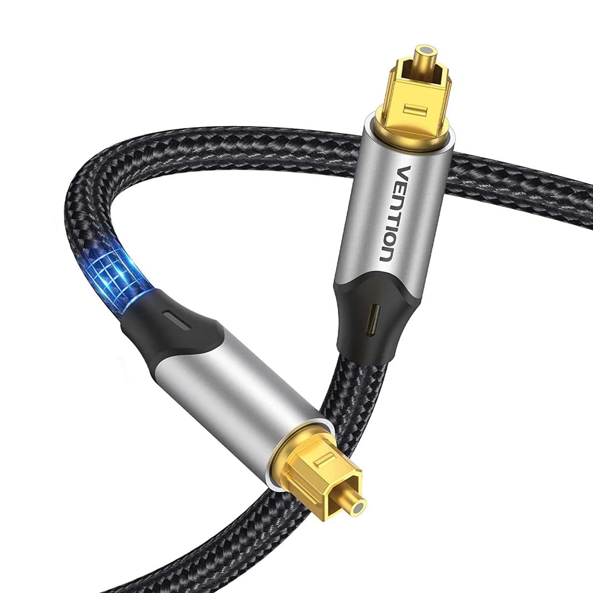 Cablu optic audio Vention, S/PDIF (T) la S/PDIF (T), 5.1 canale, 1.5m, conectori auriti, gri, "BAVHG" (timbru verde 0.08 lei) - imagine 2