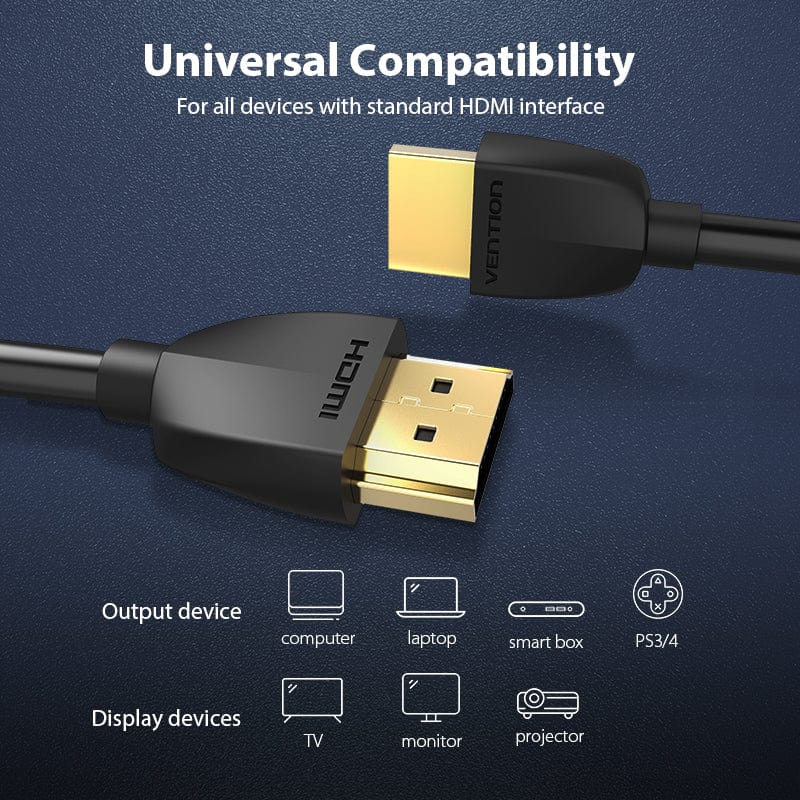 Cablu video Vention, HDMI(T) la HDMI (T), 0.5m, rezolutie 4K la 60Hz, negru, "AAIBD" (timbru verde 0.08 lei) - 6922794741553 - imagine 3