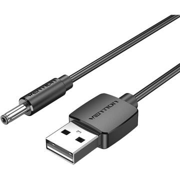 CABLU alimentare Vention, USB (T) la DC (T) 3.5mm, 1m, 5V, 2A, negru, „CEXBF” (timbru verde 0.08 lei)