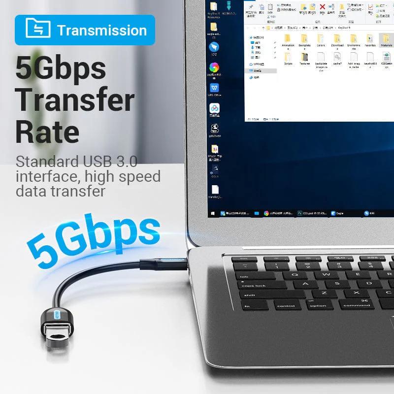 Adaptor USB Vention, OTG, USB-C (T) la USB 3.1 gen 1(M), 5Gbps, 0.15m, PVC, negru, "CCVBB" (timbru verde 0.08 lei) -6922794749412 - imagine 2