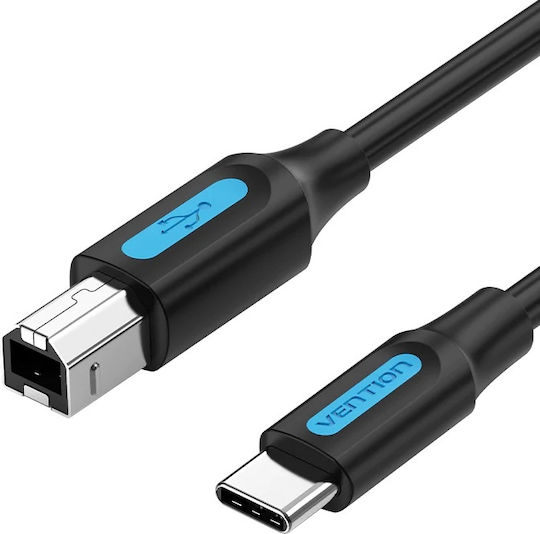 Cablu USB imprimanta Vention, 2m, USB-C (T) la USB-B (T), PVC, negru,”CQUBH” (timbru verde 0.08 lei) -6922794756427