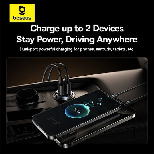 INCARCATOR auto Baseus Tiny Star, Quick Charge 30W, 1 x USB Type-C, 1 x USB, negru "C00035001121-02" (timbru verde 0.8 lei) - 6932172677206 - imagine 2