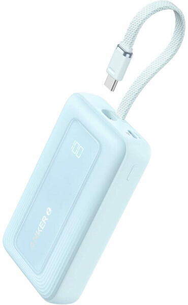 POWER BANK Anker 20.000 mAh, 30W cablu USB-C incorporat, 1 x USB-C, 1 x USB-A, afisaj LED, 350g, albastru, „A1689031” (timbru verde 0.98 lei) – 0194644038380