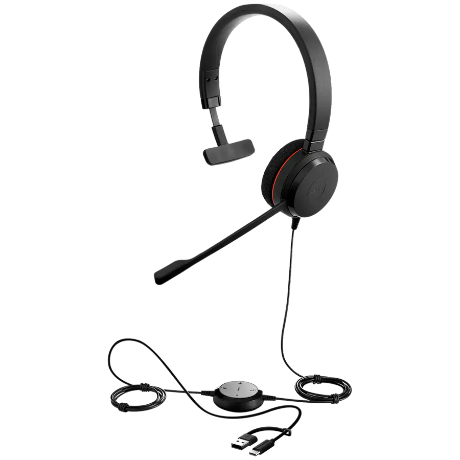 JABRA Evolve 20, Mono MS, USB C/A adapter - imagine 2
