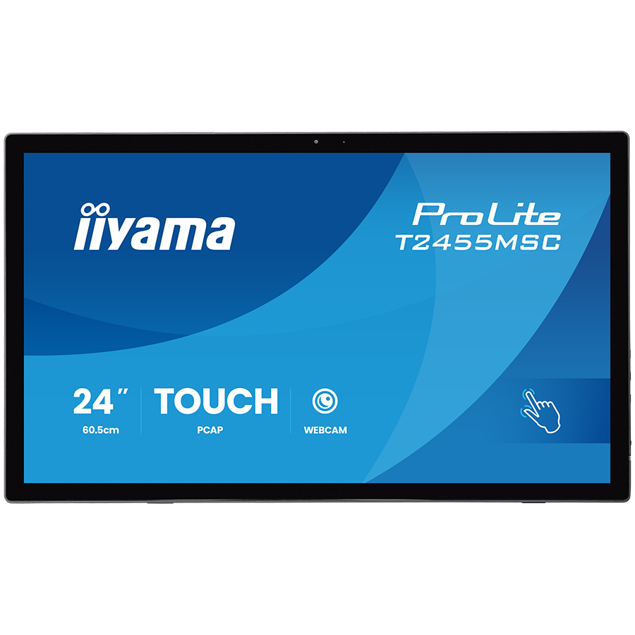 IIYAMA Monitor LED T2455MSC-B2 24″ multi-touch IPS 400cd PCAP integrated webcam and a flexible stand