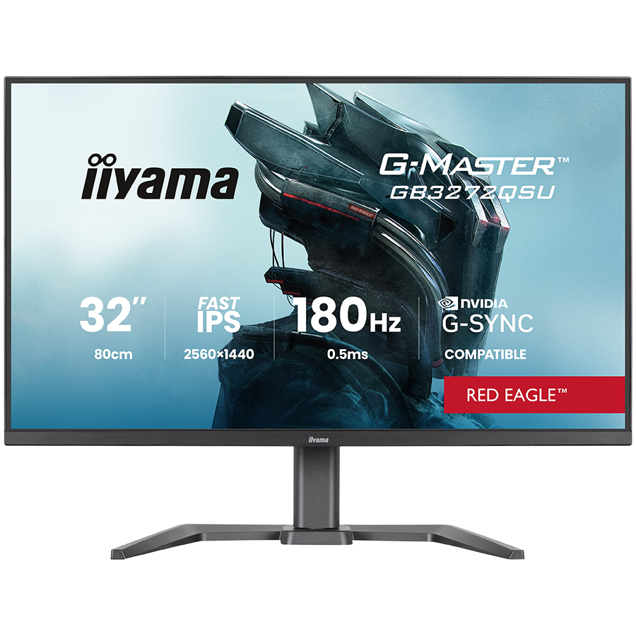 IIYAMA Monitor LED GB3272QSU-B1 31.5″ Fast IPS 2560×1440 180Hz 400cd 1000:1 0.5ms 2xHDMI USB Hub height, swivel, tilt