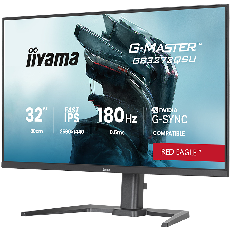 IIYAMA Monitor LED GB3272QSU-B1 31.5" Fast IPS 2560x1440 180Hz 400cd 1000:1 0.5ms 2xHDMI USB Hub height, swivel, tilt - imagine 2