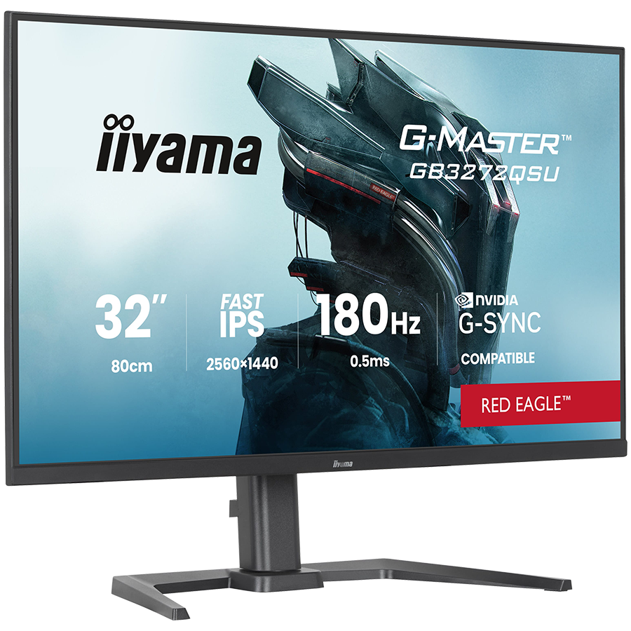 IIYAMA Monitor LED GB3272QSU-B1 31.5" Fast IPS 2560x1440 180Hz 400cd 1000:1 0.5ms 2xHDMI USB Hub height, swivel, tilt - imagine 3
