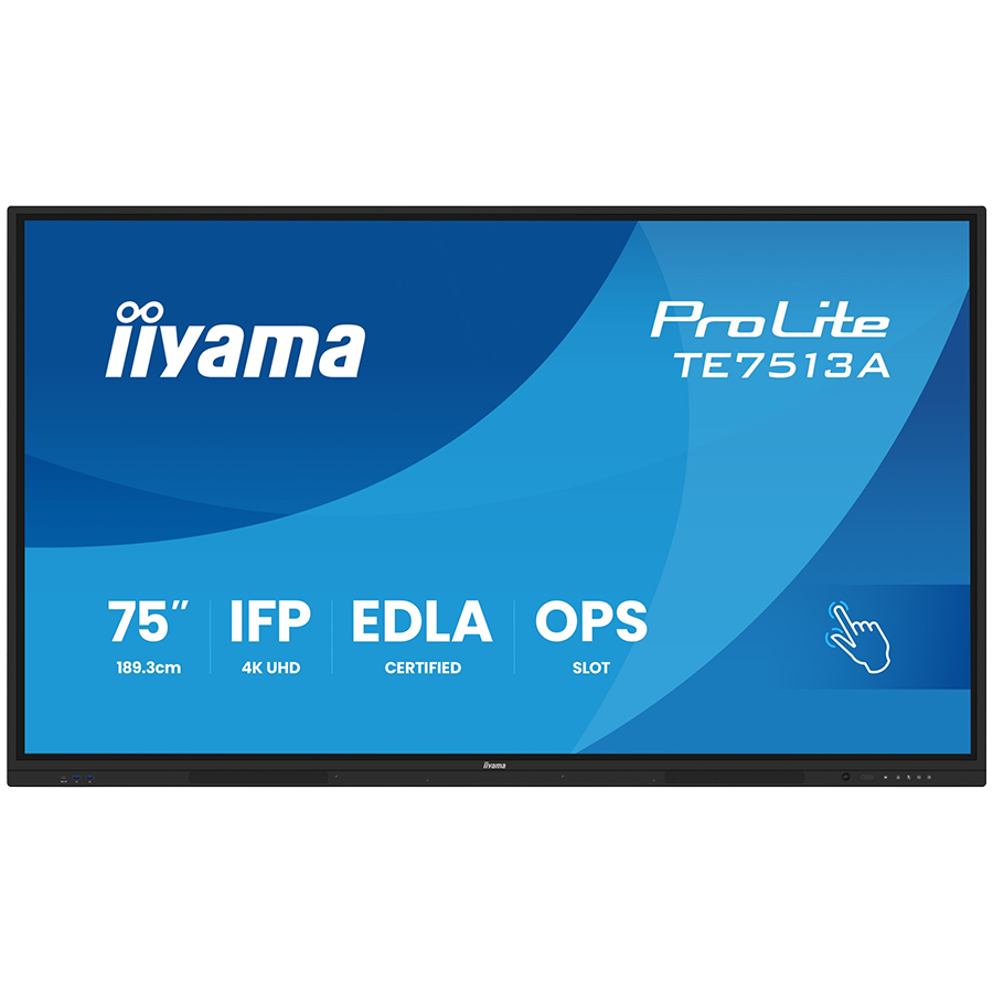 Iiyama Prolite TE7513A-B2AG 75UHD VA 3840x2160 400cd 1200:1 8ms Android 1, 8/128GB, VGA, 2x HDMI, 2x USB-C, mini-jack, Optical Out (S/PDIF), USB Touch Interface, Landscape mode,Media Play USB Ports "TE7513A-B2AG" (timbru verde 7 lei)