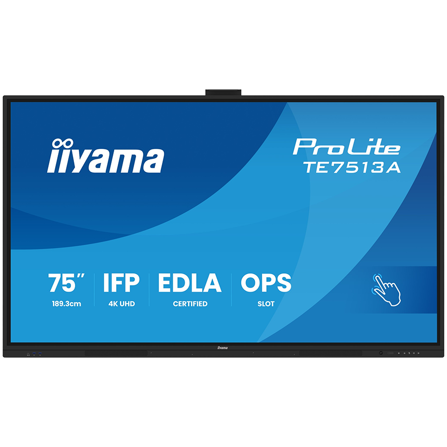 Iiyama Prolite TE7513A-B2AG 75UHD VA 3840x2160 400cd 1200:1 8ms Android 1, 8/128GB, VGA, 2x HDMI, 2x USB-C, mini-jack, Optical Out (S/PDIF), USB Touch Interface, Landscape mode,Media Play USB Ports "TE7513A-B2AG" (timbru verde 7 lei) - imagine 2