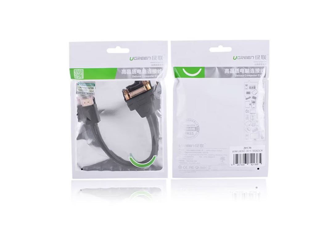 CABLU video Ugreen, HDMI (T) la DVI (M), rezolutie maxima FHD (1920 x 1080), conectori auriti, 0.2m, negru "20136" (timbru verde 0.8 lei)) - 6957303821365 - imagine 4
