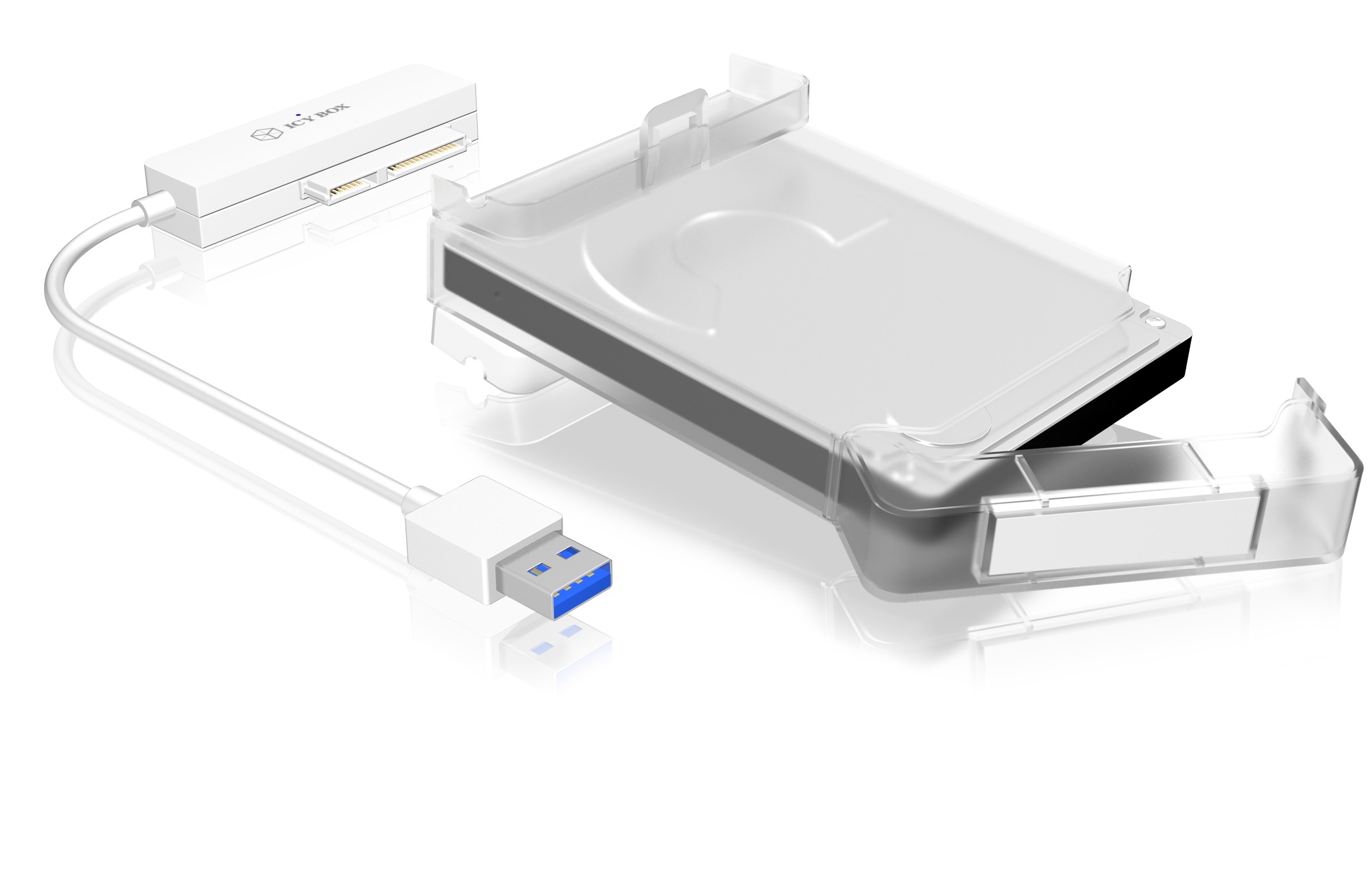 RACK HDD Icy Box SATA 2.5" la 1x USB 3.2 Gen 1, carcasa HDD, inclusa, plastic, alb, "IB-AC703-U3" (timbru verde 0.8 lei) - imagine 3