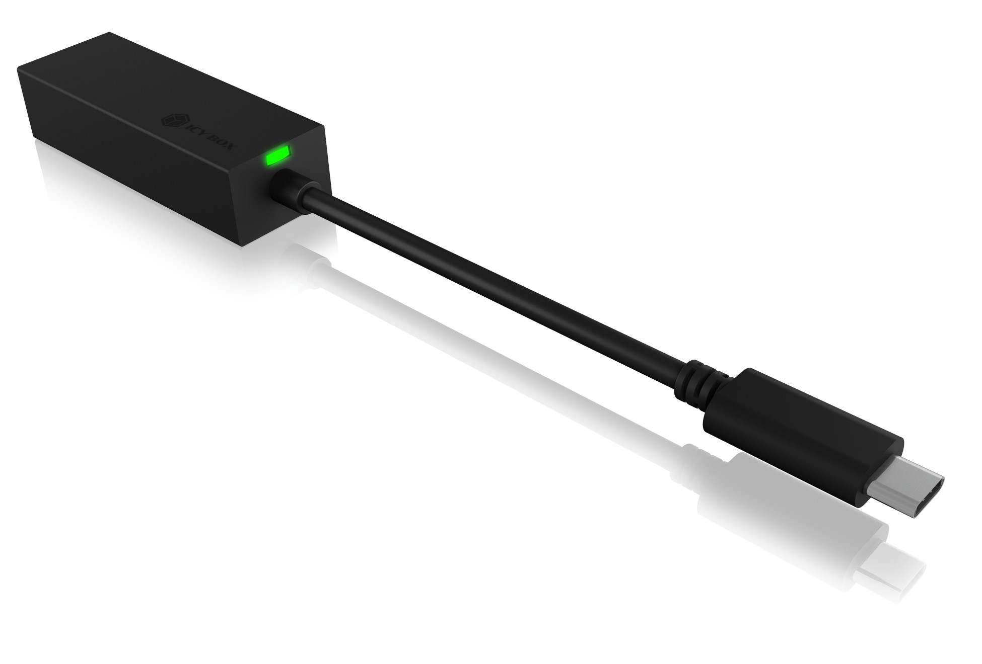 ADAPTOR RETEA Icy Box USB 3.0 Type-C la Interfata Ethernet Gigabit RJ-45, plastic, negru, "IB-LAN100-C3" - imagine 2