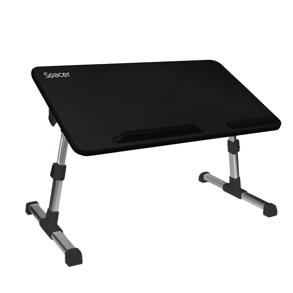 MASUTA SPACER notebook 17", 52x30x1.2cm, inaltime reglabila 24-32cm, inclinare ajustabila pana la 30grade, stopper laptop, armrest/opritor mouse silicon, Negru, "SPNS-TABLE-BK"
