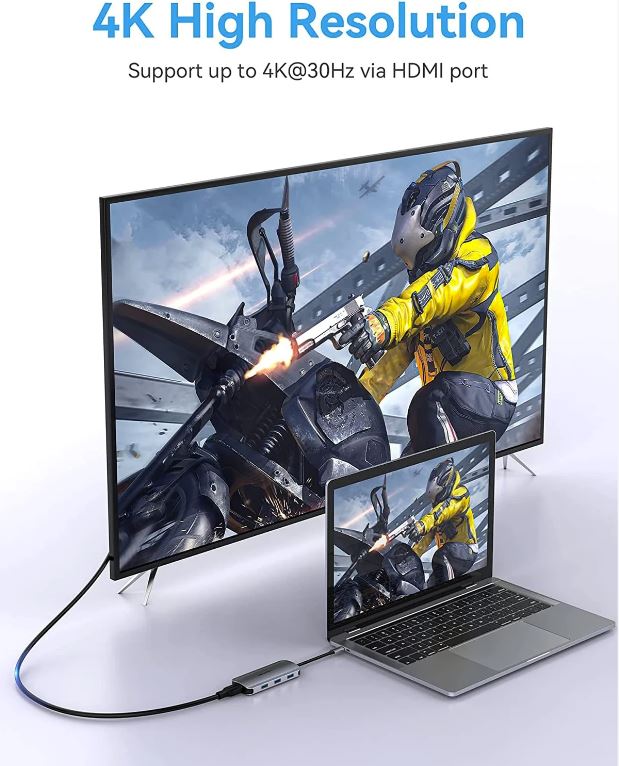 Docking Station Vention,HDMI(M), 3xUSB 3.2 gen1,PD 100W,SD/TF dual card slot,conec prin USB-C(T),transf 5 Gbps,aliaj Al si ABS,1 Gbit,4K/30Hz,argintiu "TOJHB" (timbru verde 0.18 lei)-6922794756816 - imagine 4