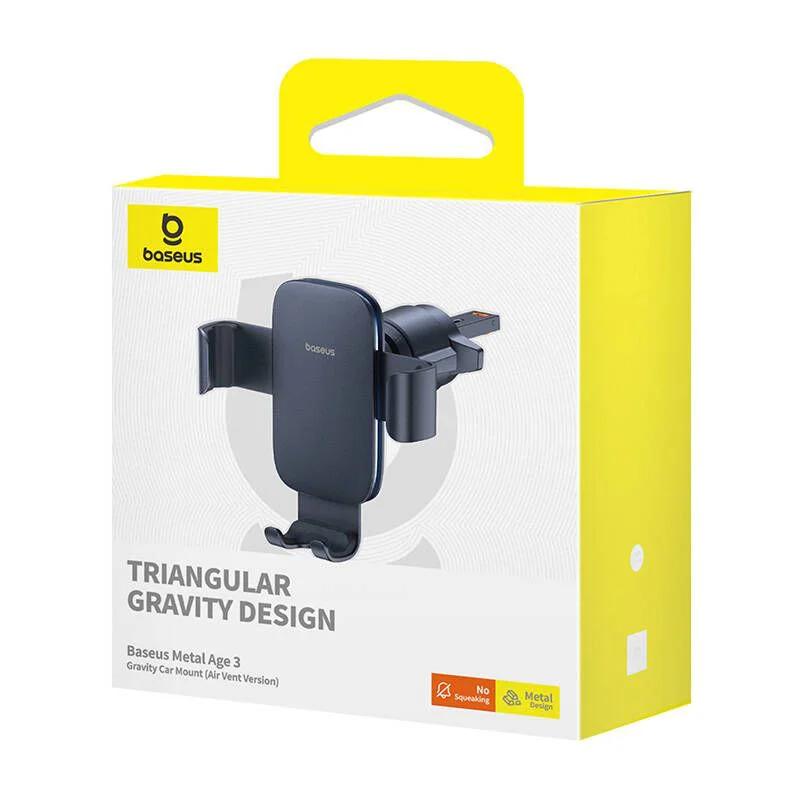 SUPORT AUTO Baseus Metal Age III pt. SmartPhone, gravitational, fixare grila ventilatie, metal "C40467600111-01" - 6932172663629 - imagine 5