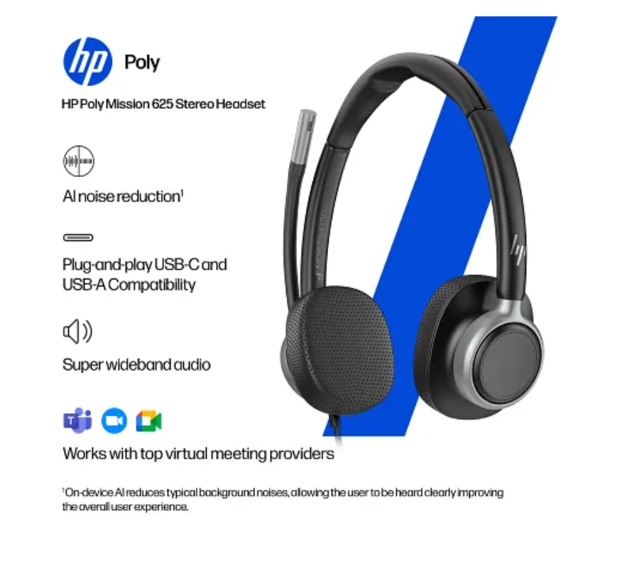 Cască HP Poly Mission 625 Stereo USB - imagine 4